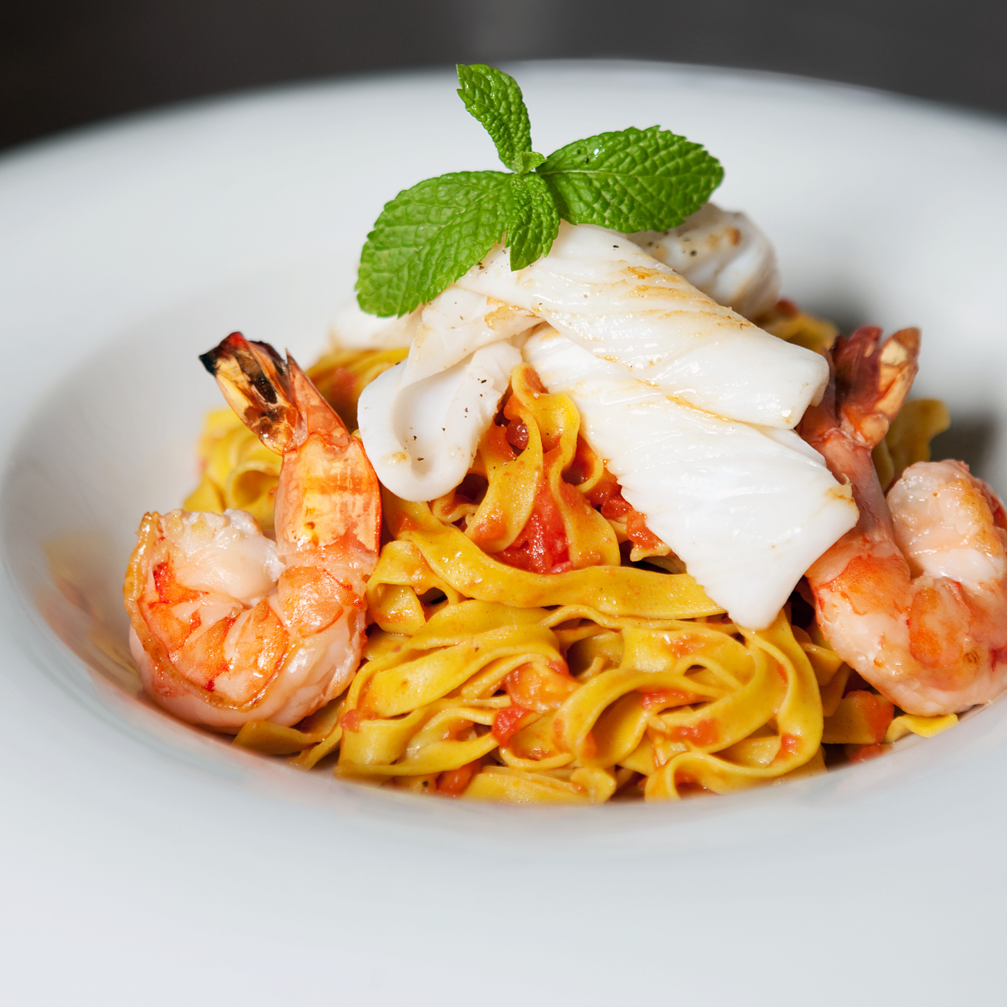 Tagliatelle with scampi